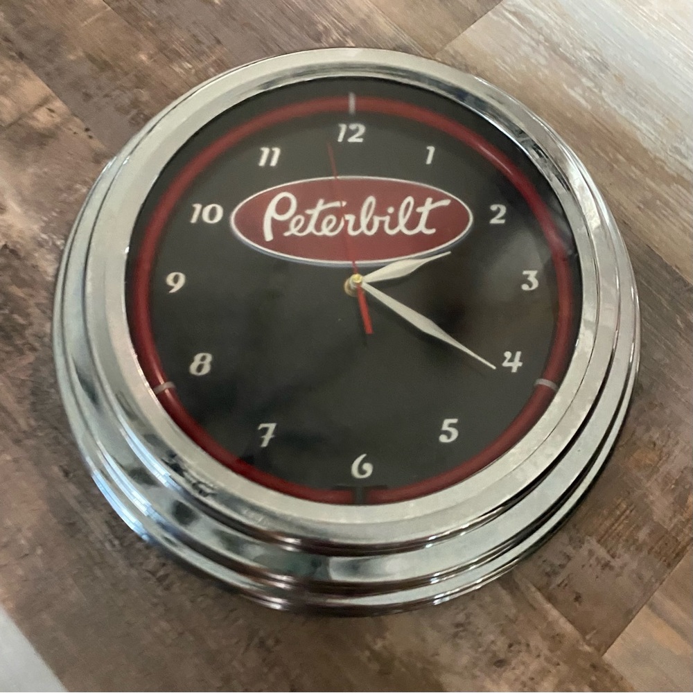 Peterbilt Black and Silver Wall Clock